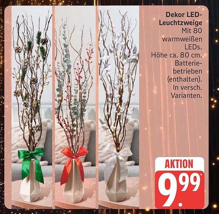 Dekor LED-Leuchtzweige mit 80 warmweißen LEDs