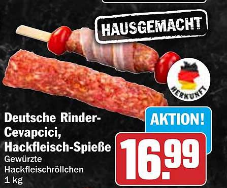 Deutsche Rinder-Cevapcici, Hackfleisch-Spieße