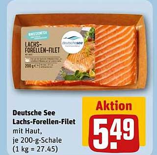 Deutsche See Lachs-Forellen-Filet mit Haut, je 200-g-Schale