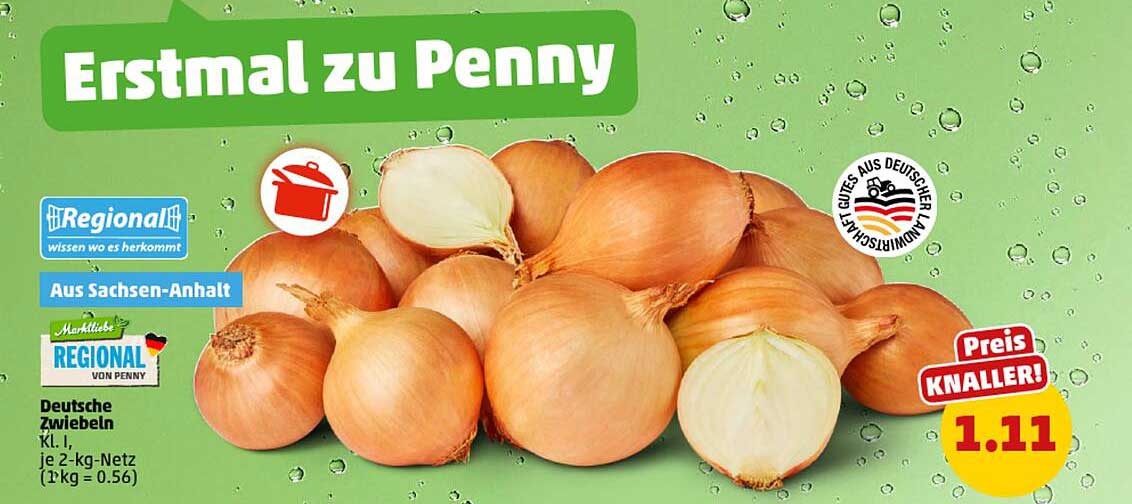 Deutsche Zwiebeln Kl. I, je 2-kg-Netz (1kg = 0.56)