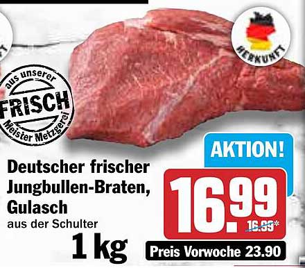 Deutscher frischer Jungbullen-Braten, Gulasch aus der Schulter 1 kg