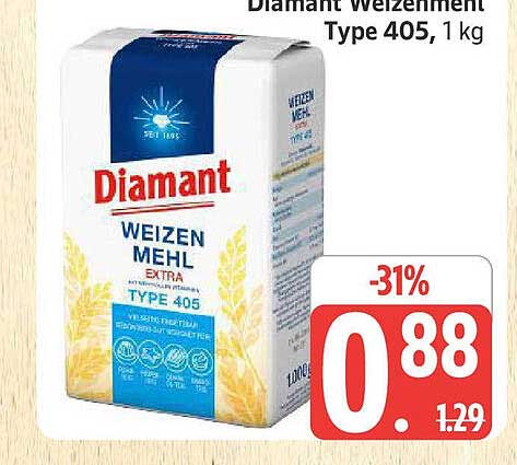 Diamant Weizenmehl Type 405, 1 kg