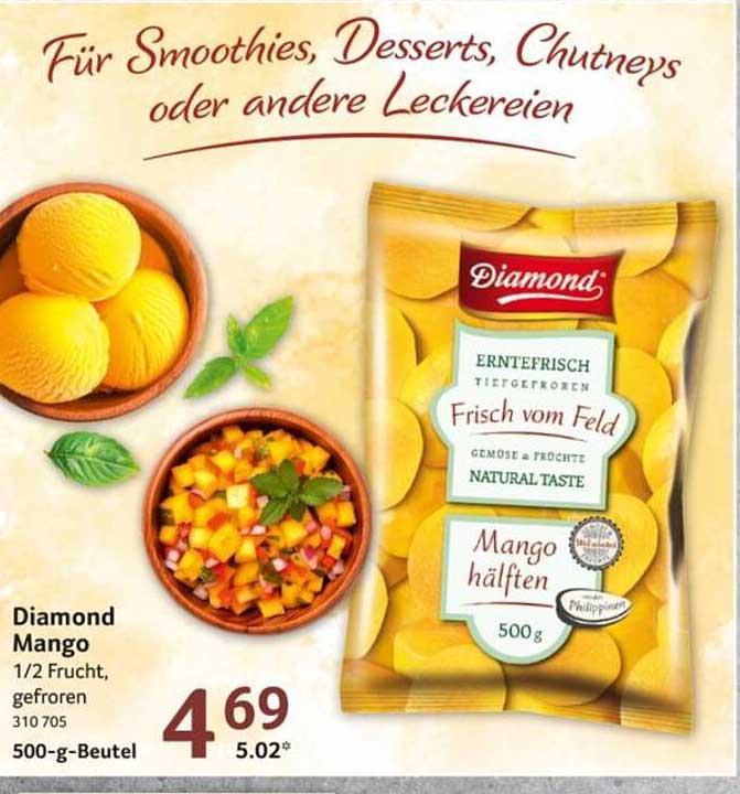 Diamond Mango 1/2 Frucht, tiefgefroren 500-g-Beutel