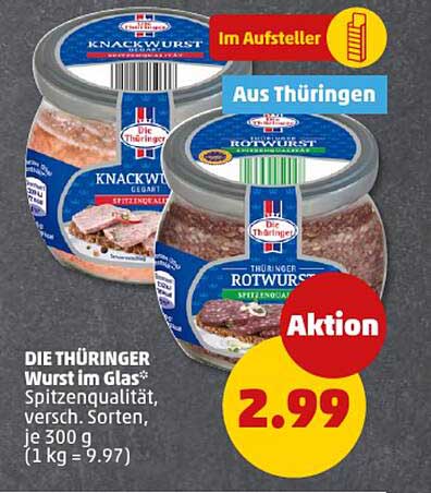 DIE THÜRINGER Wurst im Glas - Spitzenqualität, verschiedene Sorten, je 300 g