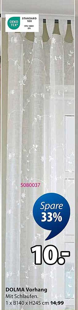 DOLMA Vorhang mit Schlaufen 1 x B140 x H245 cm