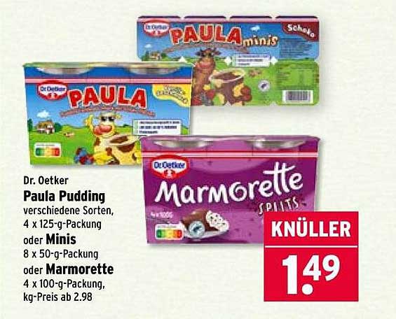 Dr. Oetker Paula Pudding verschiedene Sorten und Marmorette