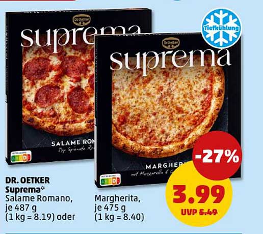DR. OETKER Suprema* Salame Romano oder Margherita - Tiefkühlpizza