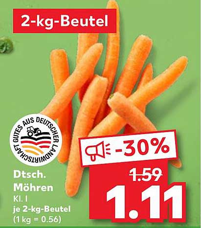 Dt. Möhren Kl. I (2-kg-Beutel)