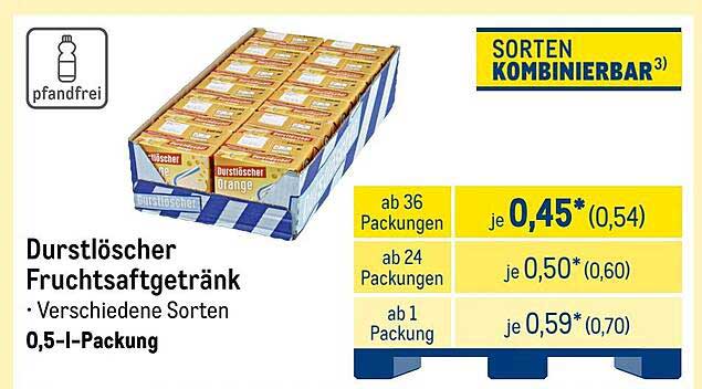Durstlöscher Fruchtsaftgetränk – verschiedene Sorten, 0,5-l-Packung