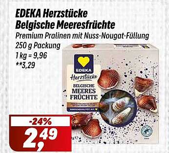 EDEKA Herzstücke Belgische Meeresfrüchte - Premium Pralinen mit Nuss-Nougat-Füllung