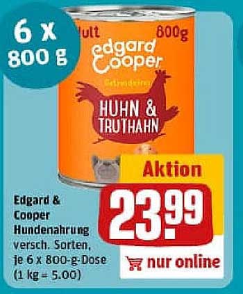 Edgard & Cooper Hundenahrung, Huhn & Truthahn, 6 x 800 g