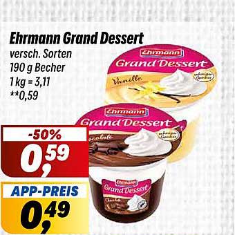 Ehrmann Grand Dessert - verschiedene Sorten 190 g Becher