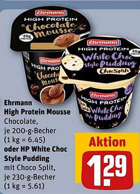 Ehrmann High Protein Mousse Chocolate oder HP White Choc Style Pudding