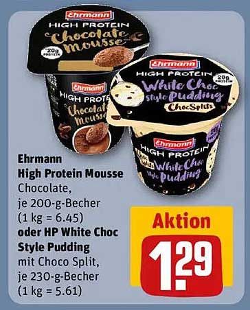 Ehrmann High Protein Mousse und White Choc Style Pudding - Aktionsangebot