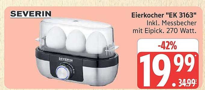 Eierkocher "EK 3163" von Severin - Inkl. Messbecher mit Eipick - 270 Watt