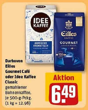 Eilles Gourmet Café oder Idee Kaffee Classic gemahlener Bohnenkaffee, je 500-g-Pckg.