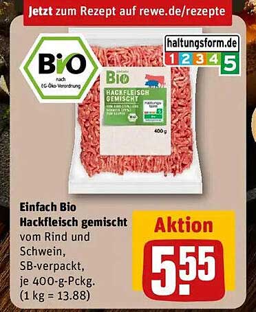 Einfach Bio Hackfleisch gemischt vom Rind und Schwein, SB-verpackt, 400 g