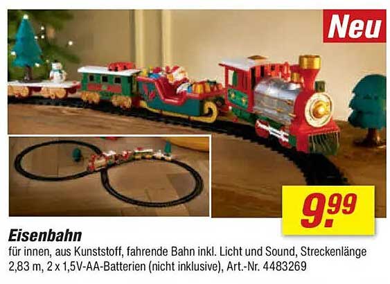 Eisenbahn für innen, aus Kunststoff, fahrende Bahn inkl. Licht und Sound