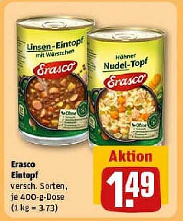 Erasco Eintopf - verschiedene Sorten, je 400-g-Dose