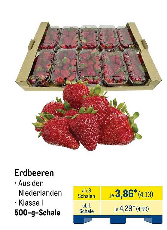 Erdbeeren aus den Niederlanden - Klasse I, 500-g-Schale