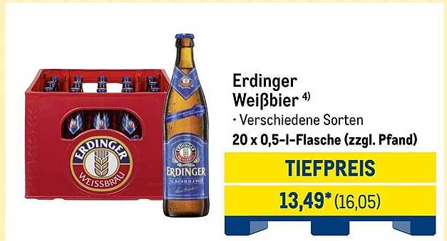 Erdinger Weißbier 20 x 0,5 l-Flasche (zzgl. Pfand)