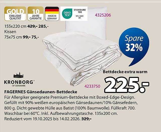 FAGERNES Gänsedaunen-Bettdecke 135x200 cm