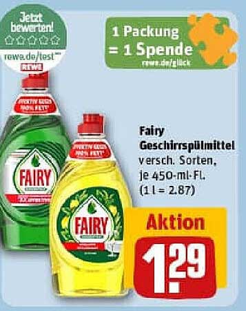 Fairy Geschirrspülmittel, verschiedene Sorten, je 450-ml-Flasche