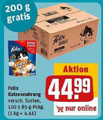 Felix Katzennahrung verschiedene Sorten - 120 x 85-g-Pckg