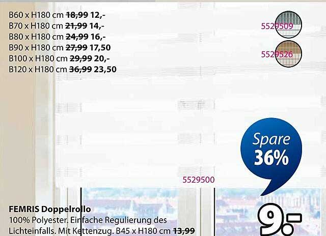 FEMRIS Doppelrollo in verschiedenen Größen