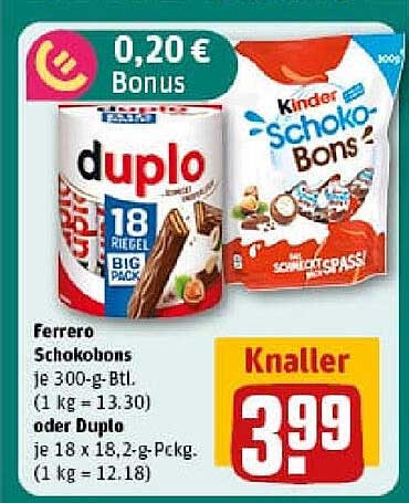 Ferrero Schokobons & Duplo - Ein Genuss zum Sparpreis