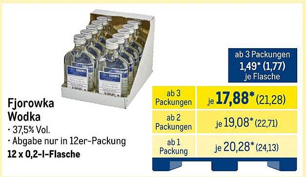 Fjorowka Wodka 12 x 0,2 l – Hochwertiger Wodka für tolle Anlässe