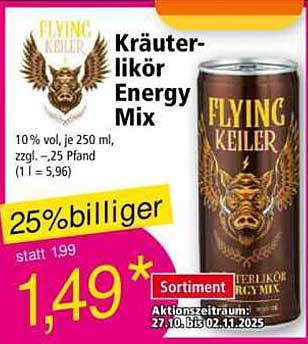 FLYING KEILER Kräuterlikör Energy Mix 250 ml