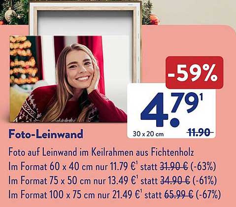 Foto-Leinwand 30 x 20 cm im Keilrahmen aus Fichtenholz