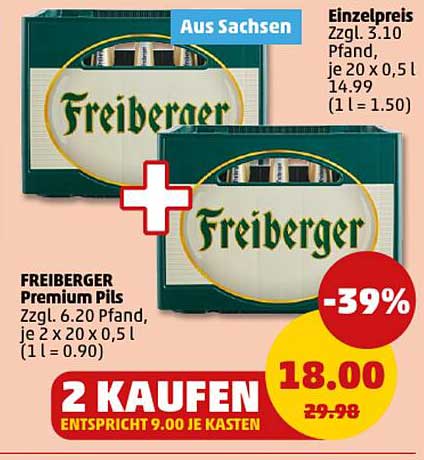 FREIBERGER Premium Pils - 2 Kästen zum unglaublichen Preis!