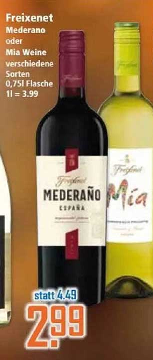 Freixenet Mederano oder Mia Weine 0,75 l Flasche