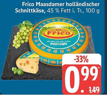 Frico Maasdamer holländischer Schnittkäse, 100 g für 0,99 €