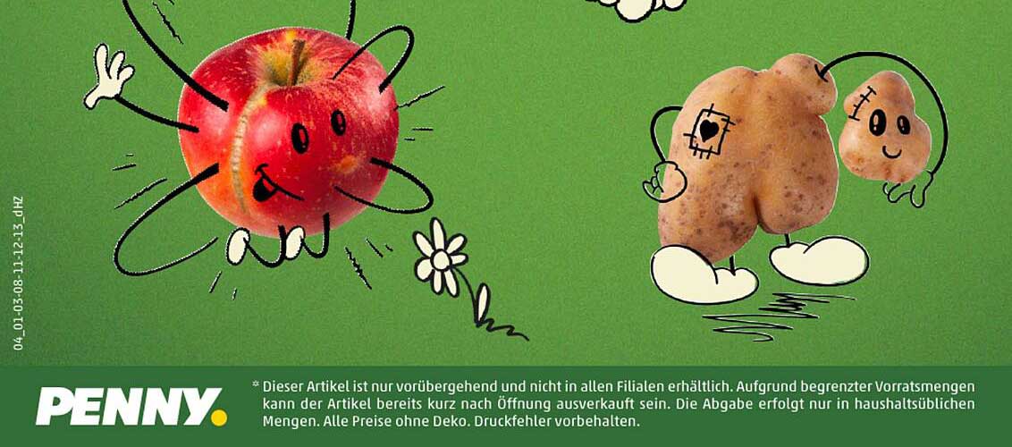 Frische Äpfel und Kartoffeln mit einem Lächeln