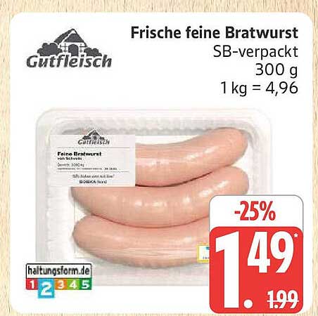 Frische feine Bratwurst 300 g