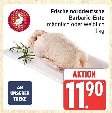 Frische norddeutsche Barbarie-Ente männlich oder weiblich 1 kg