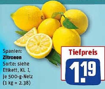 Frische Zitronen aus Spanien - 500 g-Netz für nur 1,19 €