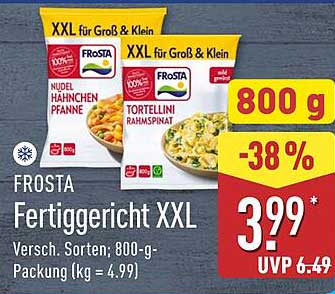 FROSTAFertiggericht XXL - Nudel Hähnchen Pfanne & Tortellini Rahmspinat