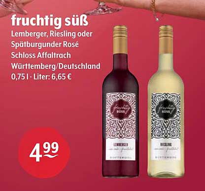 fruchtig süß Lemberger, Riesling oder Spätburgunder Rosé 0,75 l