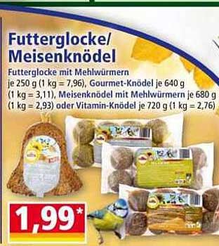 Futterglocke/Meisenknödel mit Mehlwürmern