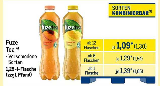 Fuze Tea 1,25-l-Flasche (verschiedene Sorten)