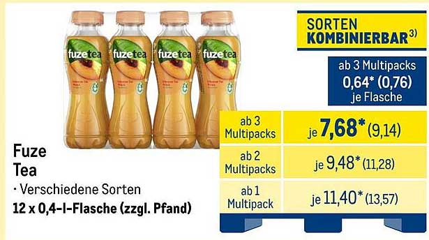 Fuze Tea - Verschiedene Sorten 12 x 0,4-I-Flasche (zzgl. Pfand)