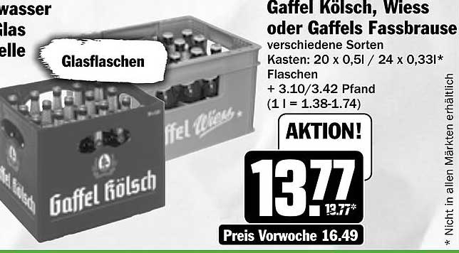 Gaffel Kölsch, Wiess oder Gaffels Fassbrause – Kasten mit verschiedenen Sorten