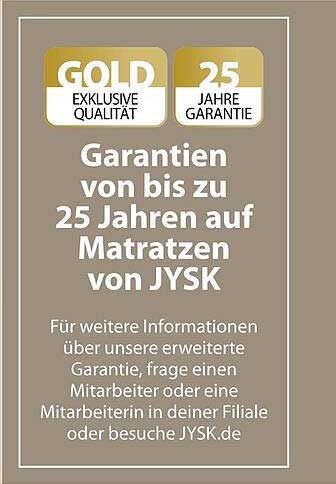 Garantie von bis zu 25 Jahren auf Matratzen von JYSK