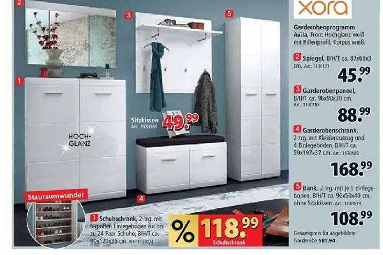 Garderobenprogramm Avila - Schuhschrank und weiteres