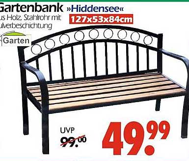 Gartenbank »Hiddensee« aus Holz und Stahlrohr mit Silberbeschichtung