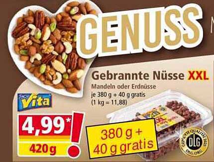 Gebrannte Nüsse XXL - Mandeln oder Erdnüsse 420 g